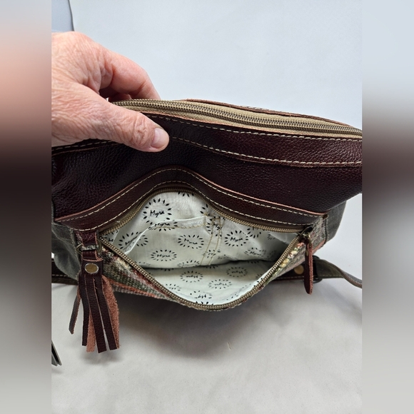 Myra Lugini Shoulder Bag Rixh Canvas & Leather Trim Adj. Strap Rustic Cowgirl - Picture 9 of 15